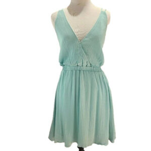 rokoko light blue low v neck dress w/ open back